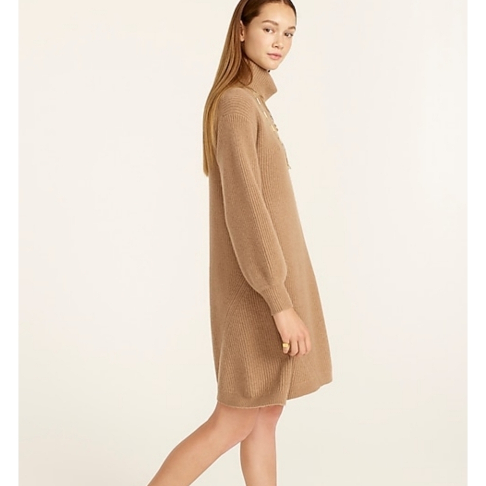 1. J. Crew Recycled-cashmere and wool turtleneck sweater-dress - Picture 3 of 8